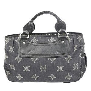CELINE Boogie Macadam Hand Bag Denim Leather Black Brown SHW 34ZA119